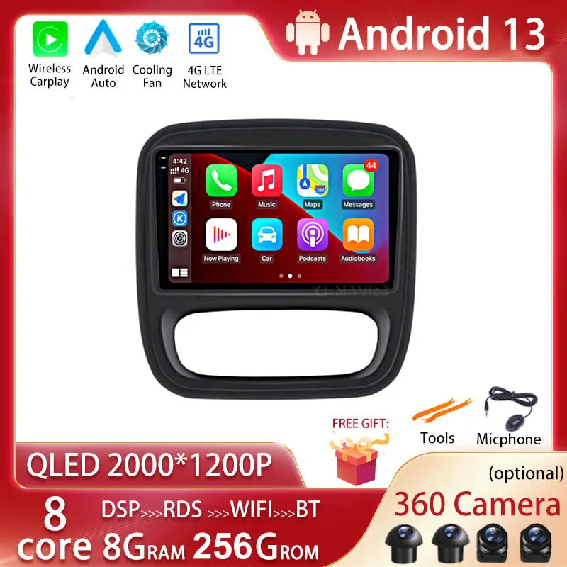 

Автомобильная аудиосистема Android 13 для Renault Trafic 3 2014 - 2021 Opel Vivaro B 2014 - 2018 мультимедийный видеоплеер навигация