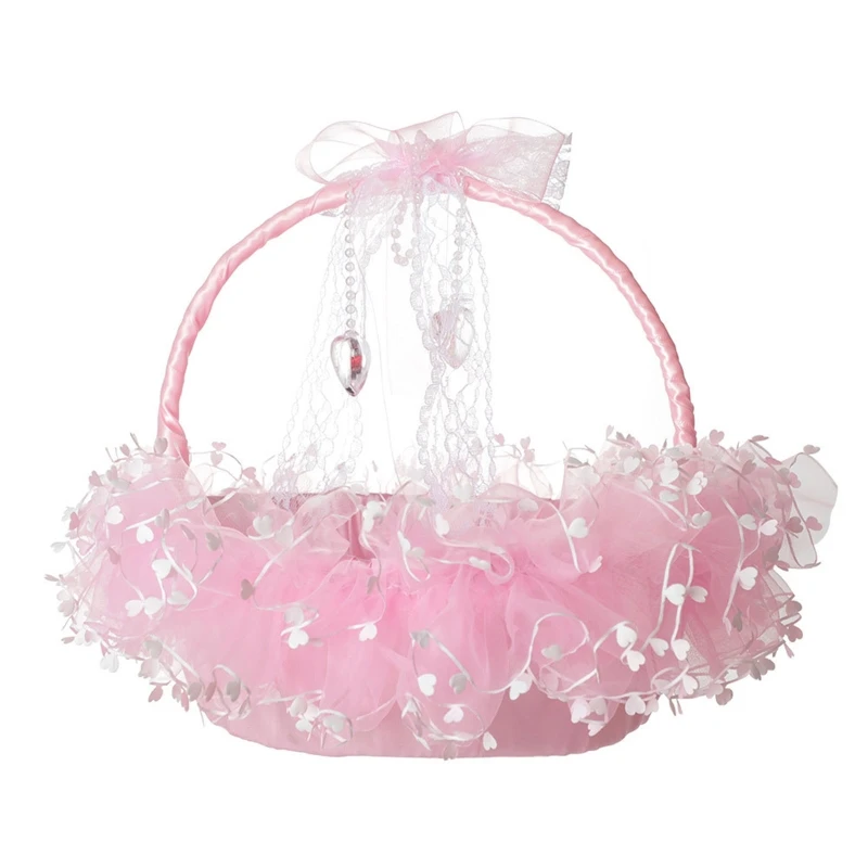 Qianly Cesto Decorativo In Corda Di Carta Rosa: Portaoggetti E Centrotavola Per Matrimoni E Pasqua - 6