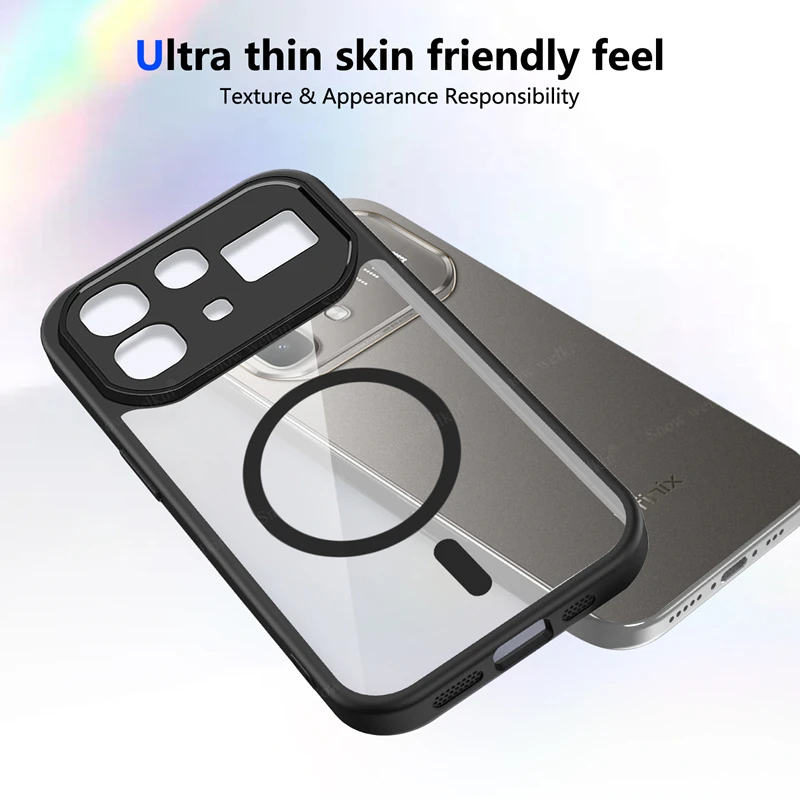 Sleek Magnetic Transparent Silicone Phone Case with PC Back & TPU Bumper - Shockproof & Stylish Cover
