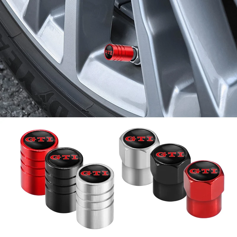4pcs Aluminum Alloy Car Wheel Tire Valve Caps For Vw Gti Golf 5 7