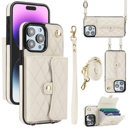 Elegant Leather Crossbody Wallet with Wrist Strap and Card Holder - iPhone 7 Plus(8 Plus) (White)