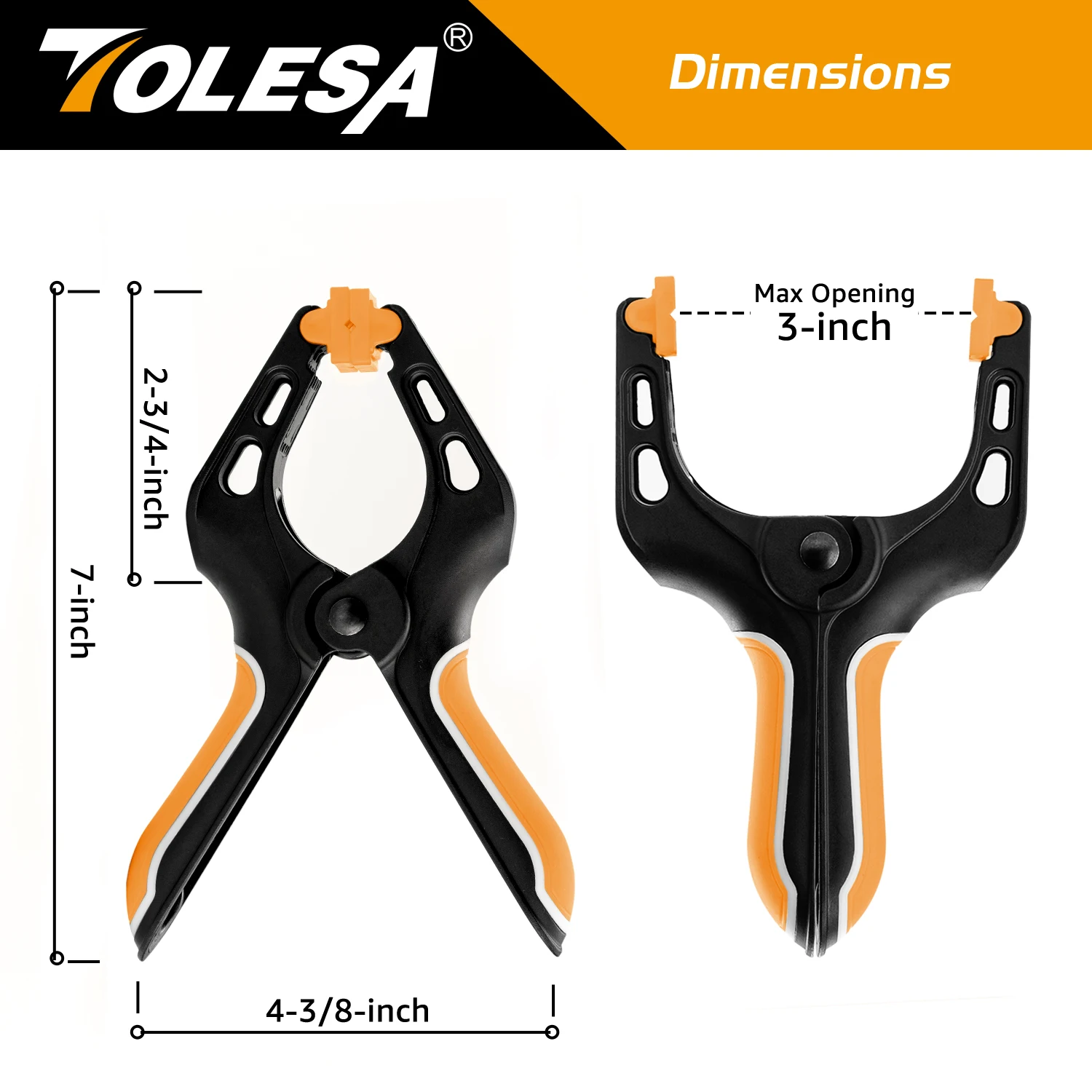 TOLESA 목공용 스프링 클램프, 강력한 힘, 접착, 클램핑, 고정용 더블 레이어 핸들, 나일론 클램프, 7 인치, 4 개