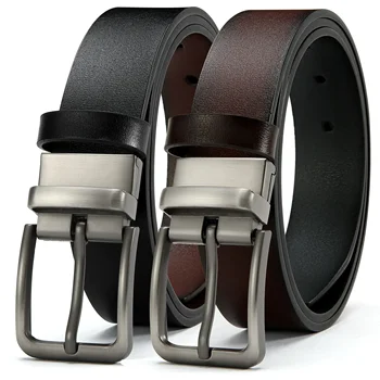 Cintura in pelle da uomo Cintura con fibbia ad ardiglione in pelle di alta qualità Cintura da uomo in vera pelle Jeans di lusso per uomo Uomo Accessori 1