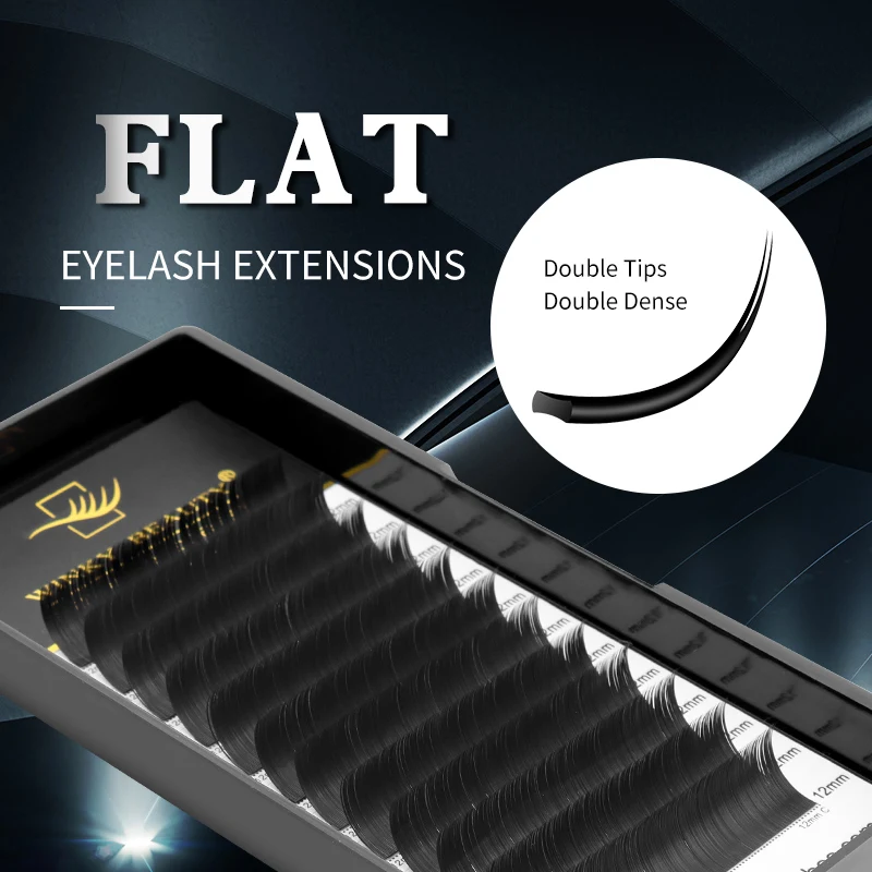 Winky Beauty Pure Black Flat Lashes Extension Split Tips Individual  Mink Eyelashes Supplies Ellipse Cashmere Eyelash Wholesale