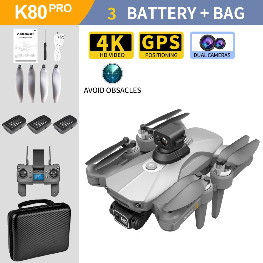 outdoor rc helicopter New K80 PRO MAX Drone GPS 5G 4K Dual HD Camera Professional Aerial Photography Brushless Motor Foldable Quadcopter RC Distance mini rc helicopter RC Helicopters