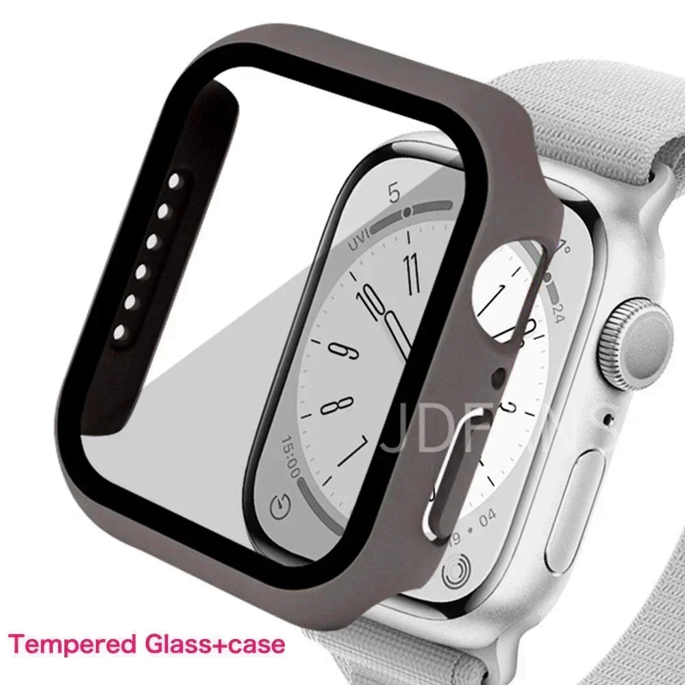 Durable Glass Screen Protector & Protective Bumper Case for Apple Watch Accessories