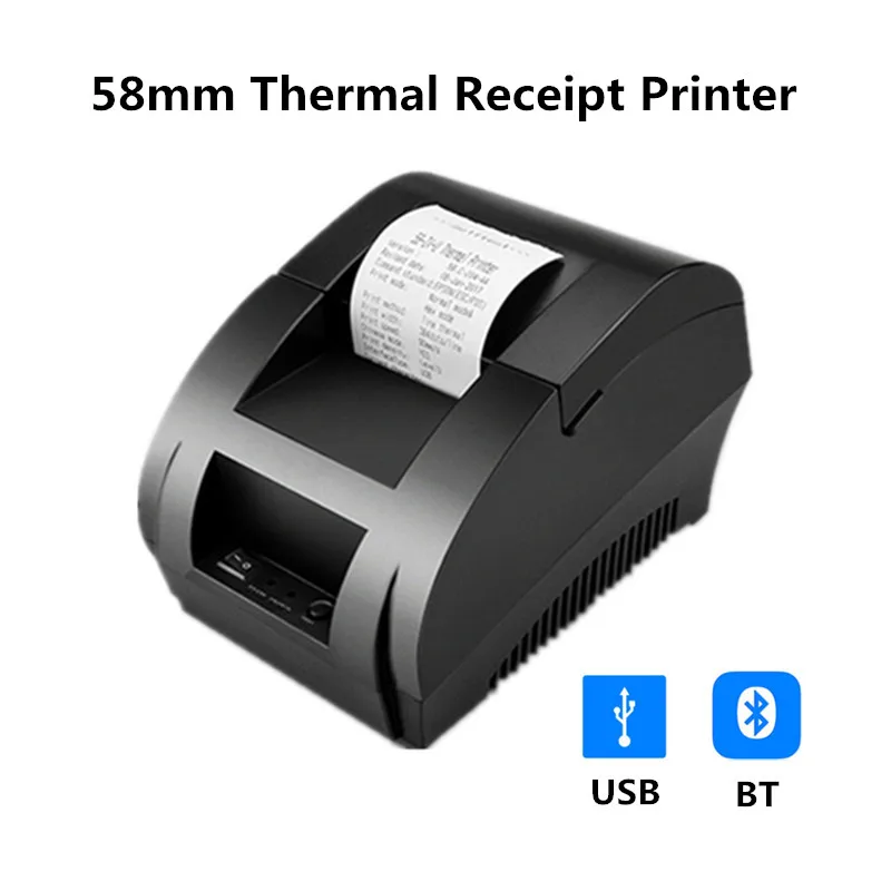 

ZJ5890k Retail Takeaway Bill POS Cash Register Ticket USB Bluetooth Mini 58mm Thermal Receipt Printer for Android IOS Windows