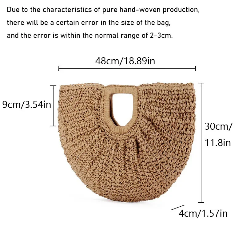 Travel Big Basket Summer Straw Woven Basket Handbag Fashion Ladies Large Capacity Straw Beach Bag Handmade Handbags Purse