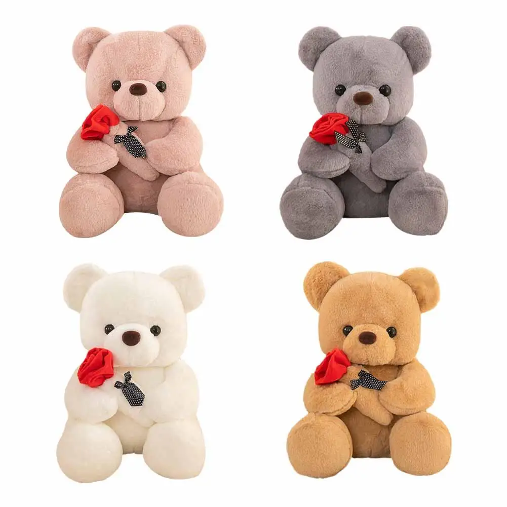 

Teddy Bear With Rose Plush Toy Stuffed Animal Doll I Love You For GirlFriend Birthday Gift Romantic Present kids