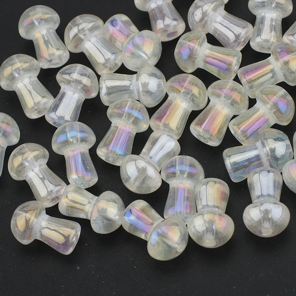 50pcs 8x12mm 램프워크 크리스탈 유리 버섯 모양 펜던트 공예품 DIY용 루즈 스페이서 비즈 휴대폰 체인 제작용 쥬얼리 액세서리