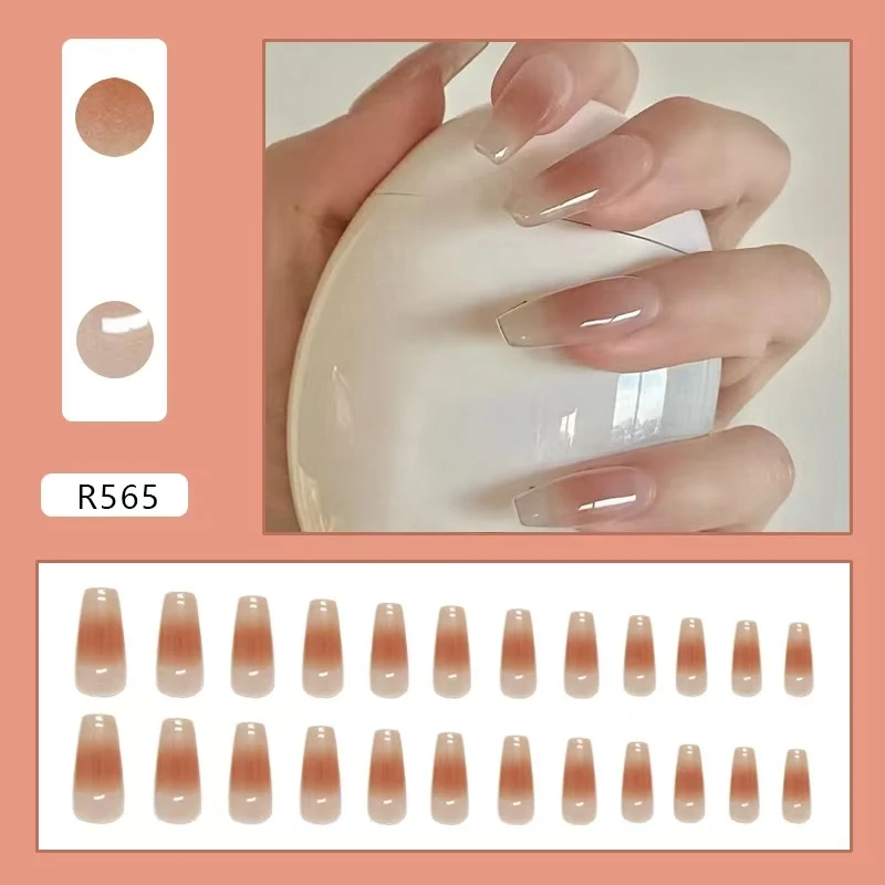 Ombre Coffin Pink Glossy Press On Nails