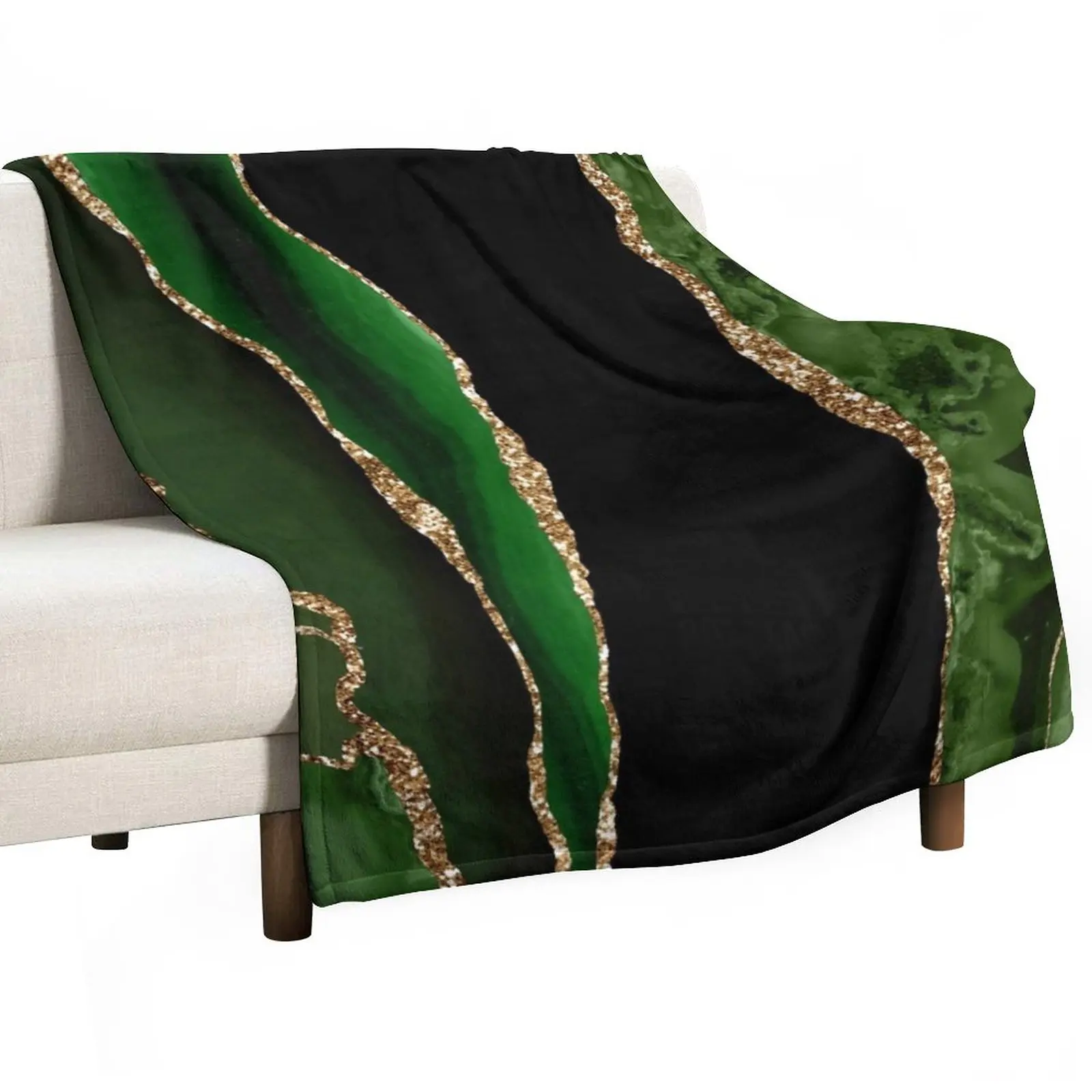 

Abstract Emerald Green & Gold Modern Geode Agate Design Throw Blanket Polar blanket Giant Sofa Blanket Quilt Blanket