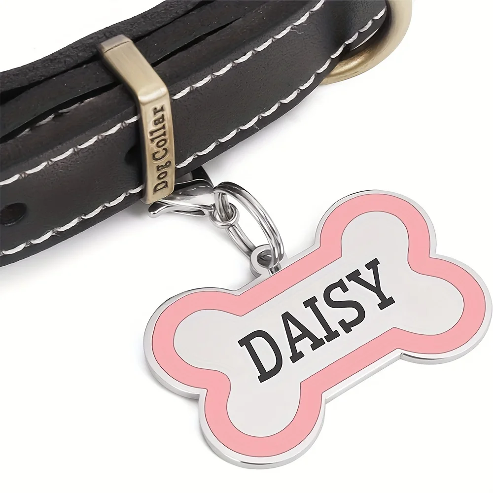 Custom Engraved Bone-Shaped Pet ID Tag – Durable Zinc Alloy 3