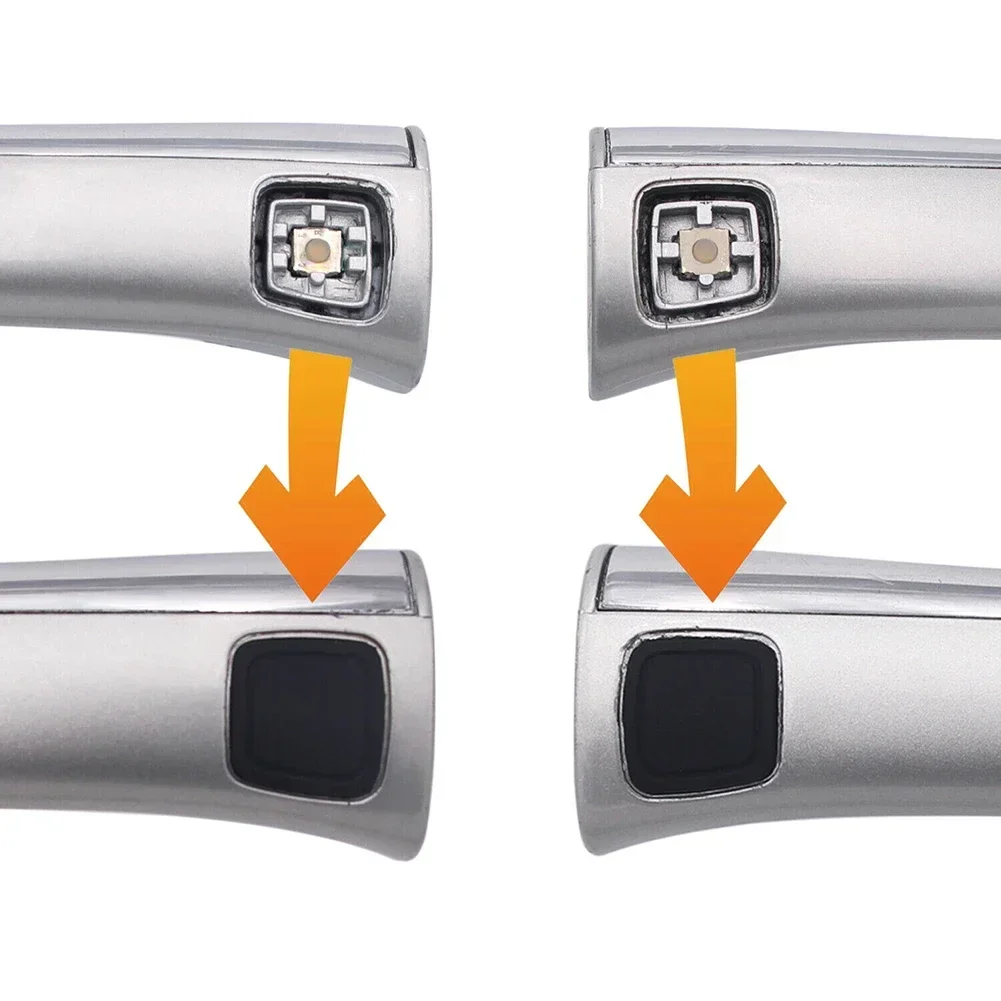 2pcs 자동차 도어 핸들 버튼 커버 블랙 자동차 액세서리 핸들 버튼 스위치 열쇠가없는 메르세데스 W220 S350 S320 S350 S420