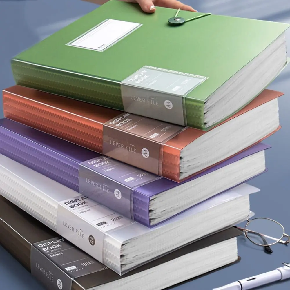 

5 Colors Portable Office A4 File Folders Documents Clip Loose Leaf Binder Test Paper Receipt Holder Paper Organizer