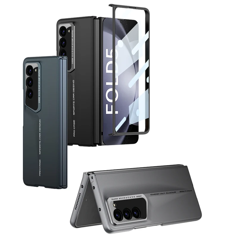 For Samsung Galaxy Z Fold 5 Case GKK Blade Super Thin Hard PC Skin Feel Slim Folding Cover + Front Tempered Glass