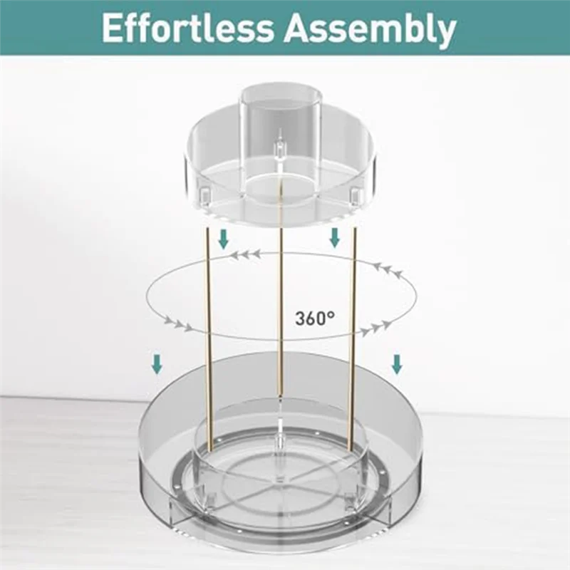 A82X-Rotating Makeup Organizer For Vanity Storage 2 Tier Bathroom Counter Cosmetic Skincare Perfume Countertop Holder 5