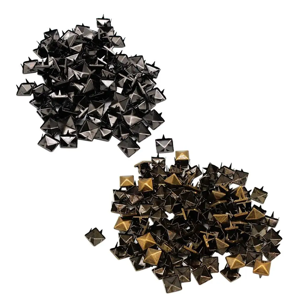 100 Set Pyramid Square Stud Rivet Spikes Bag Handbag Decor DIY