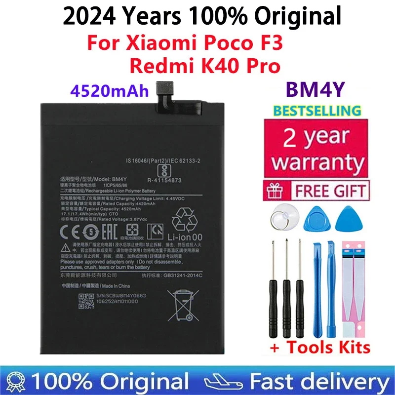 

2024 Years Original High Quality BM4Y Battery For Xiaomi Poco F3 Redmi K40 Pro K40Pro Mobile Phone Battery Bateria Fast Shipping