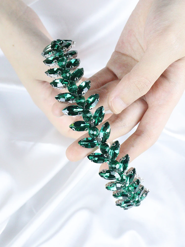 Hair Accessories Green Rhinestones Wedding Hair Accessories For Women and Girls Headband Bride Headdress Guest Head Jewelry Ceremony Tiaras
