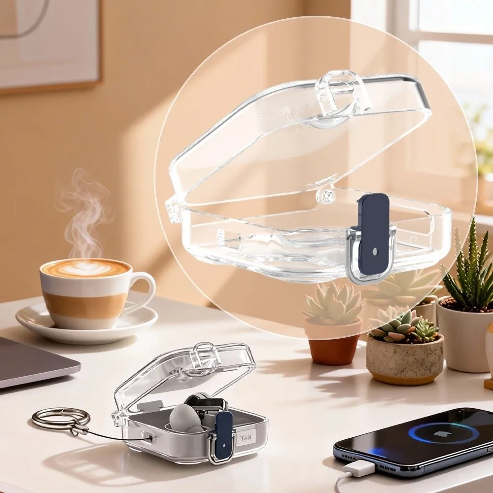 Transparent Shockproof Earphone Protective Case with Switch Locking Design