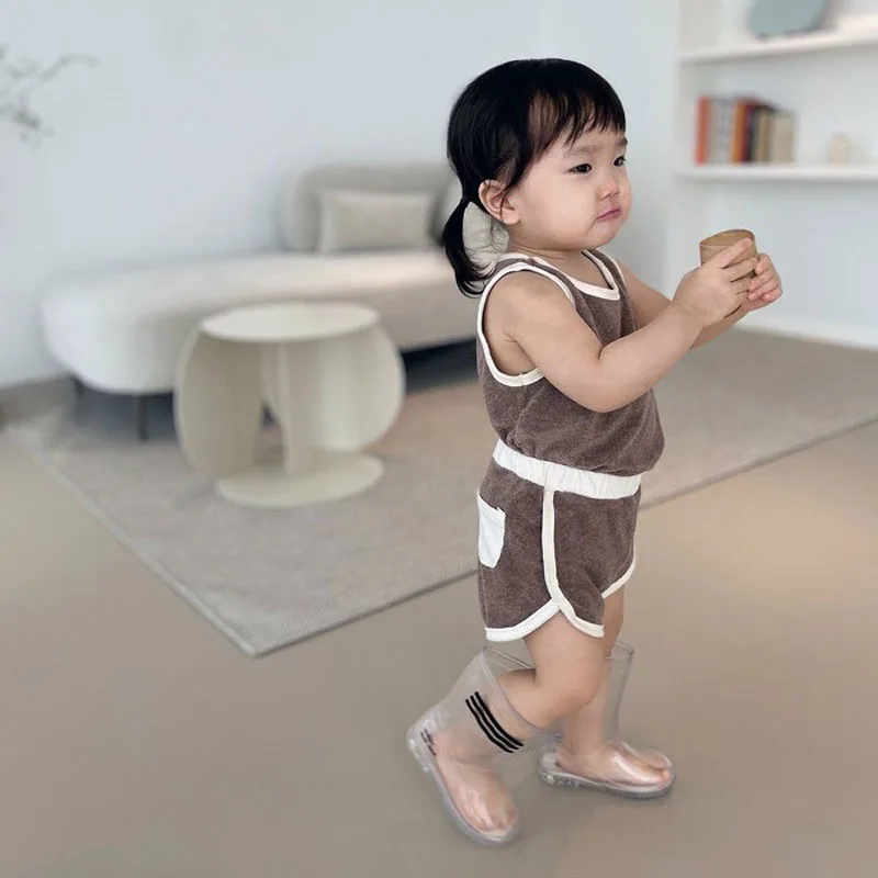 sun baby clothing set 2022 New Baby Sleeveless Clothes Set Summer Infant Vest + Shorts 2pcs Suit Cute Boys Girls Solid T Shirt Set Cotton Kids Outfits newborn baby clothing gift set