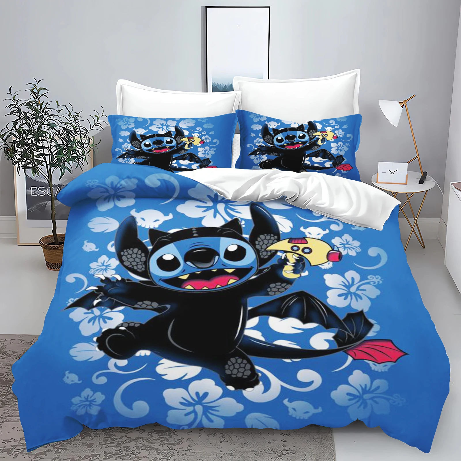 Description Picture 4 of itemStitch Bedding Set Queen Quilt Cover Cute Printed Cartoon Children's Adults Polyester Reactive Printing Twill