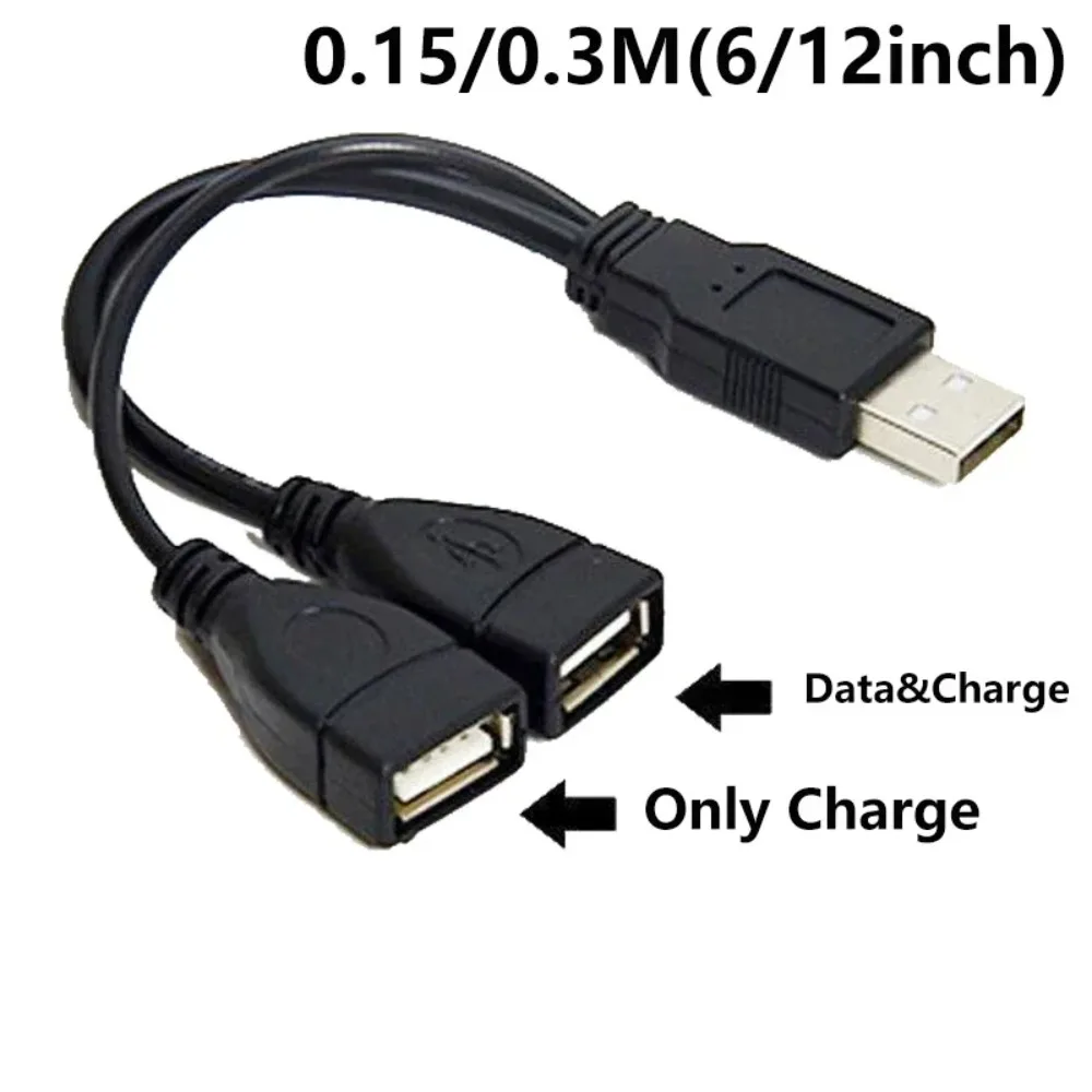 Dual-Port USB 2.0 Y Splitter Cable - Enhanced Data & Power Adapter