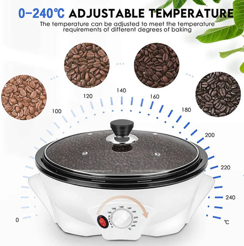 500g Electric Coffee Roaster Multifunctional Nut Peanut Cashew Chestnuts Roasting Non-stick Coffee Bean Roaster
