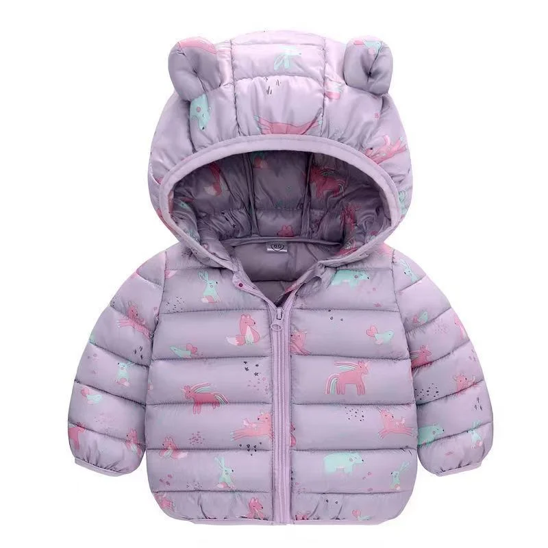 Kids Down Clothes Coats Baby Warm Hooded Down Jackets Girls Boys Cartoon Outerwear Children Fashion Overcoat Cute Top 1-5Y