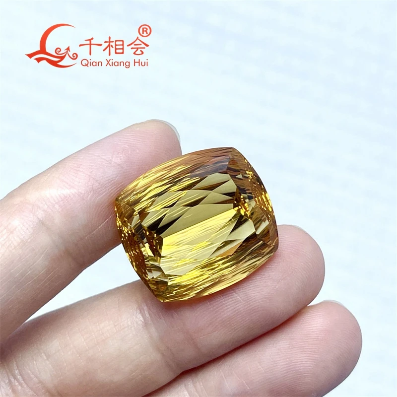 30.85ct Natural Citrine Gemstone Long Cushion Shape Millennium Cut Loose Stone for Jewelry Making with GRC Certification