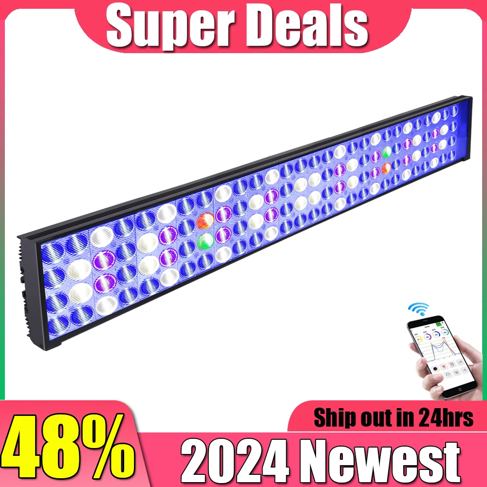 Aquarium Lamp PopBloom-Aquarium LED Lighting Full Spectrum For Reef Coral SPS/LPS Tank 90-180CM 36"/72" Turing75