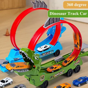 Dinosaur Track Car Sliding Railway Toy Shark  DIY Assembled Rail Kids Play Vehicles Educational Toys For Boys Gift 1
