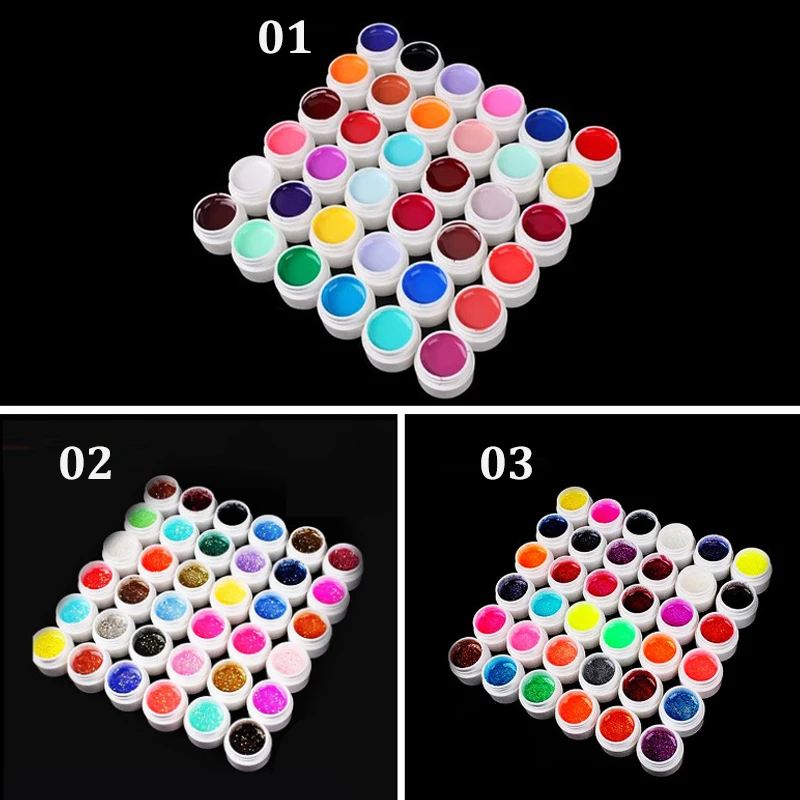 

5ml UV Gel Paint Nail Art Gel Kit DIY Decoration Gel for Nails Extension Manicure Soak Off Nail Gel Lacquer 36 Nails Pure Color