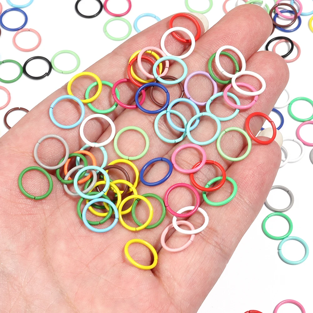 Colorful Metal Single Loop Rings for DIY Jewelry Making - 50pcs Assortment