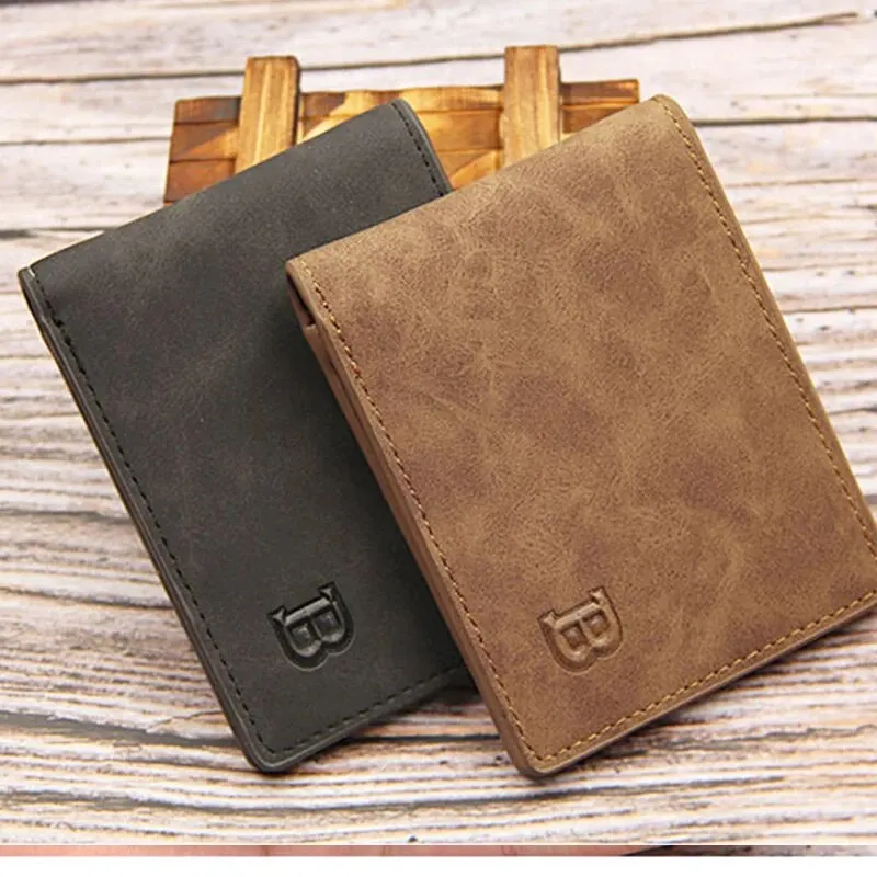 Short Wallet Men Matte Retro Multifunctional Simple Large Capacity Multi Card Slot