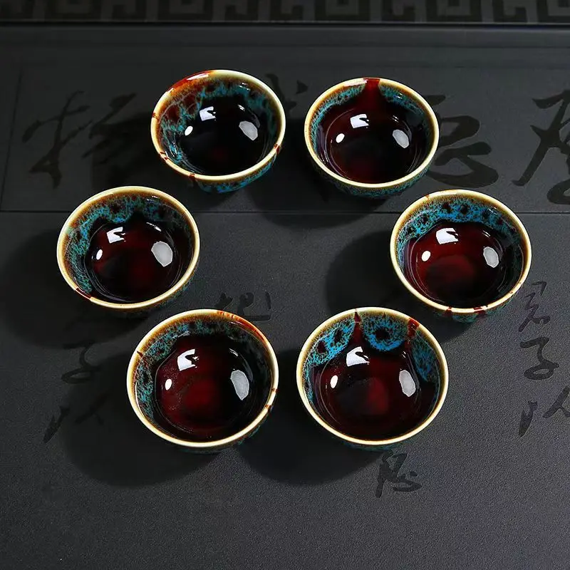 1pcs Kung Fu Tea Cup handmade Crackle Glaze Travel Tea Bowl Chinese Porcelain Teacup Sets Ceramic yaobian China tea set