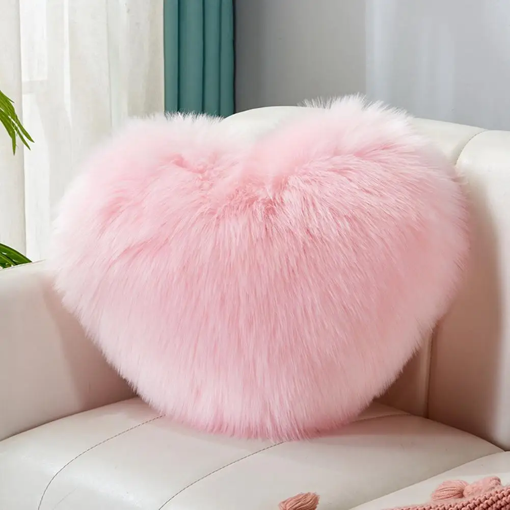 40cm PP Cotton Stuffed Heart Pillow Sofa Decorative Cushion Long Faux Fur Soft Sofa Pillow Cushion Gift Room Decorative Pillow 6