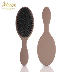 Luxury Hair Extension Detangling Brush with Nylon and Boar Bristles - Soft Cushion Massager (Brown)
