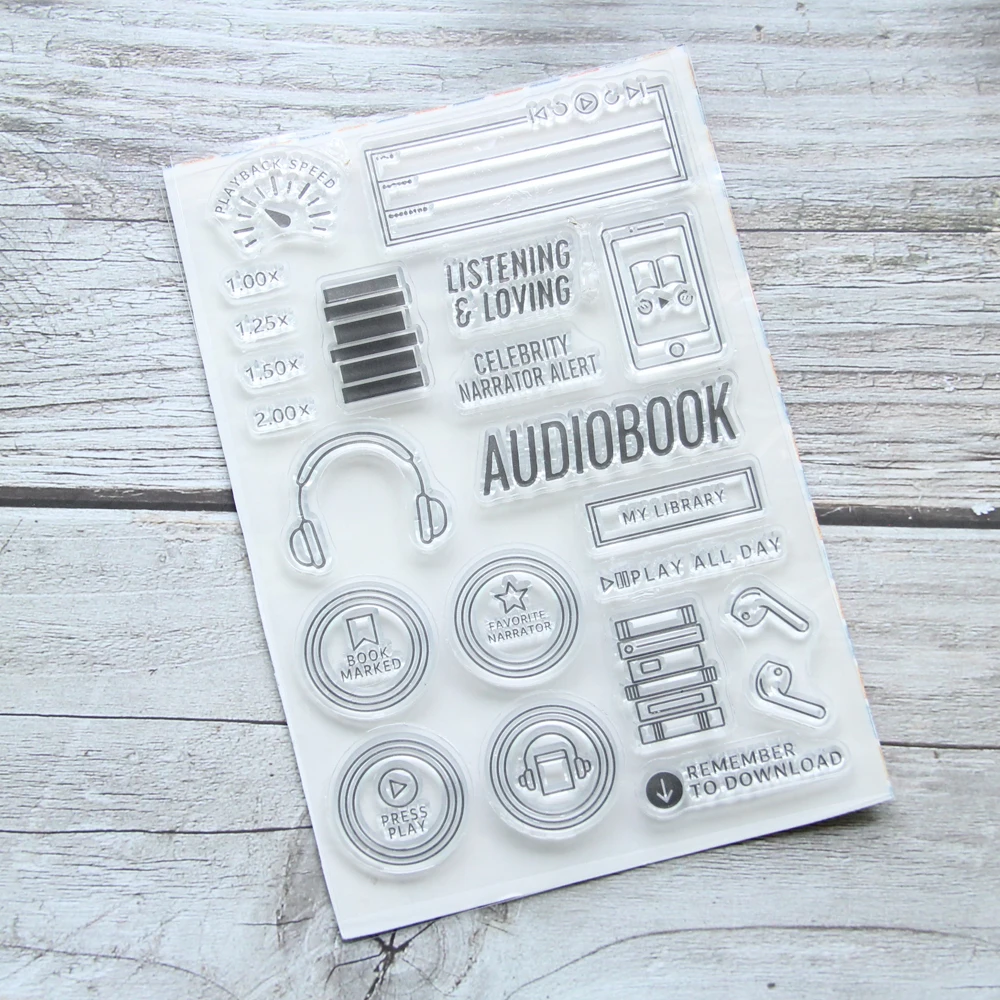 Clear Stamps KLJUYP Audiobook Transparent Clear Silicone Stamps For DIY Scrapbooking