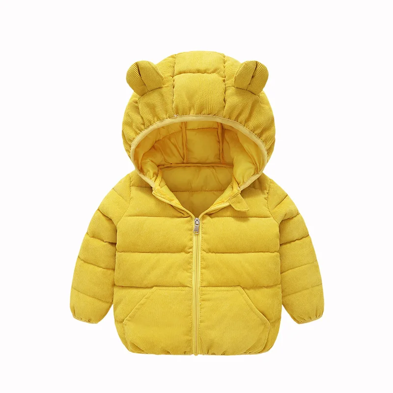 

Winter Children's wear kids down jacket new Boys Girls short Thickening cotton Clothes Small ears Corduroy baby hooded coat