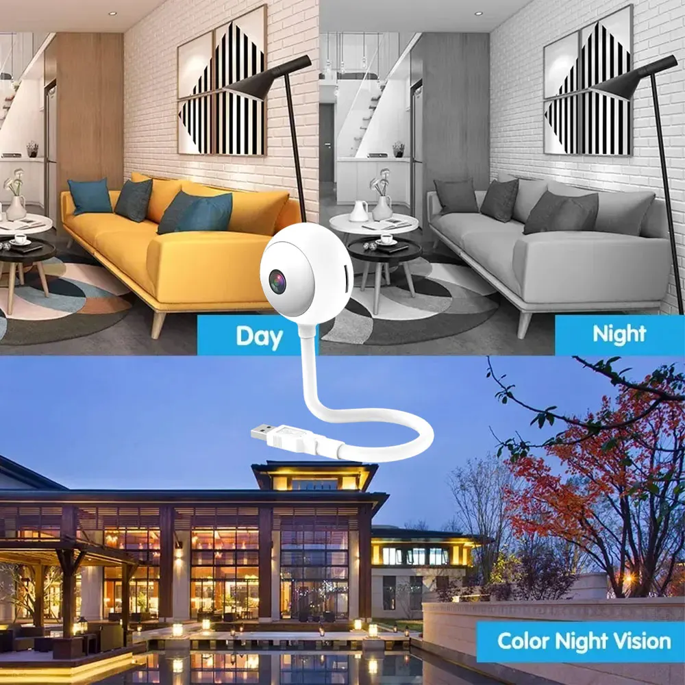 Tuya Indoor USB Light Bulb WiFi Camera 2K 5MP Mini Security IP Camera IR Color Night Vision Smart Life Baby Monitor Cam 4