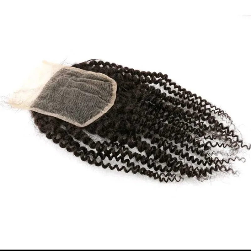 Afro Kinky Curly Lace Closure Human Hair 4x4 Lace Closure Free Part Transparent Baby Hair Brazilian Remy Extension