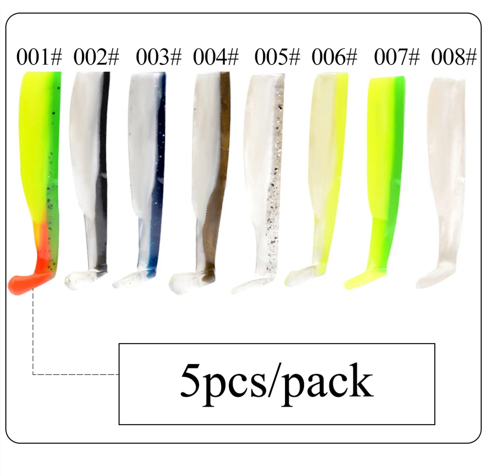 FTK Angeln Weiche Schwarze Minnow Köder 70/90mm 5 stücke Körper T-Schwanz Silikon Köder Easy Shiner für Bass Hecht Tackle Gear Leurre Souple – Detail 4