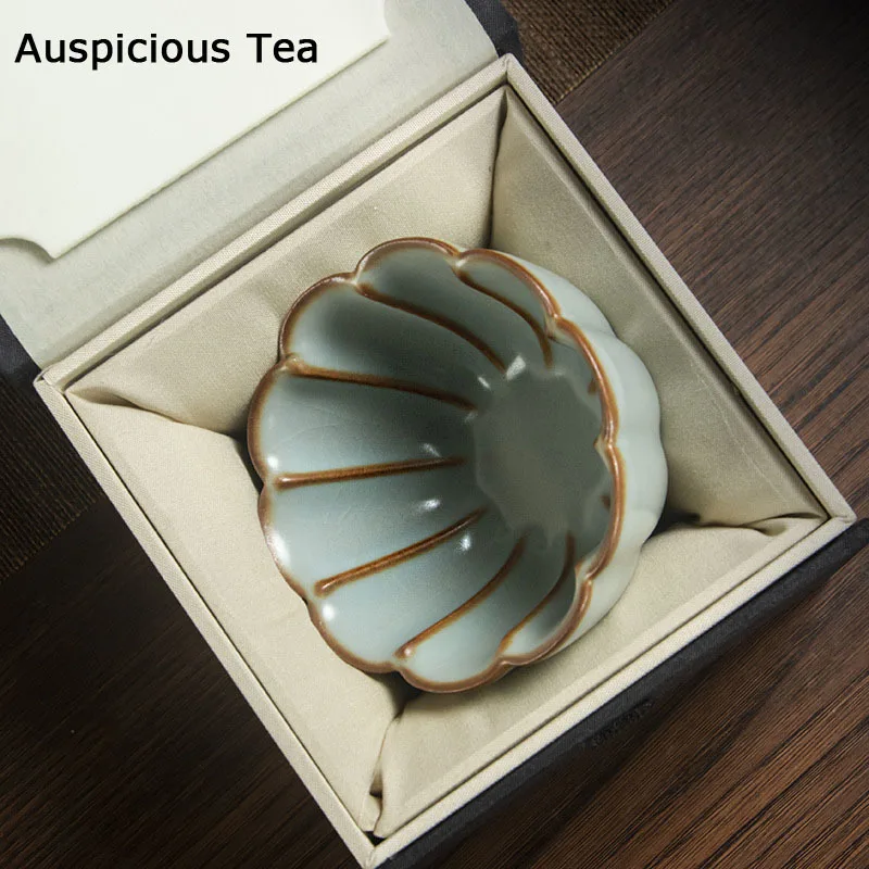 

Boutique Ru Kiln Ceramics Master Teacup Handmade Household Single Cup Chinese Puer Kung Fu Tea Set Tea Ceremony Accessories Gift