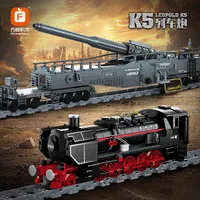 1631PCS Technical City Vintage Train Gun Building Blocks Racing Car Military Bricks Track Model Vehicle Toy Kids Adult For Gifts 1
