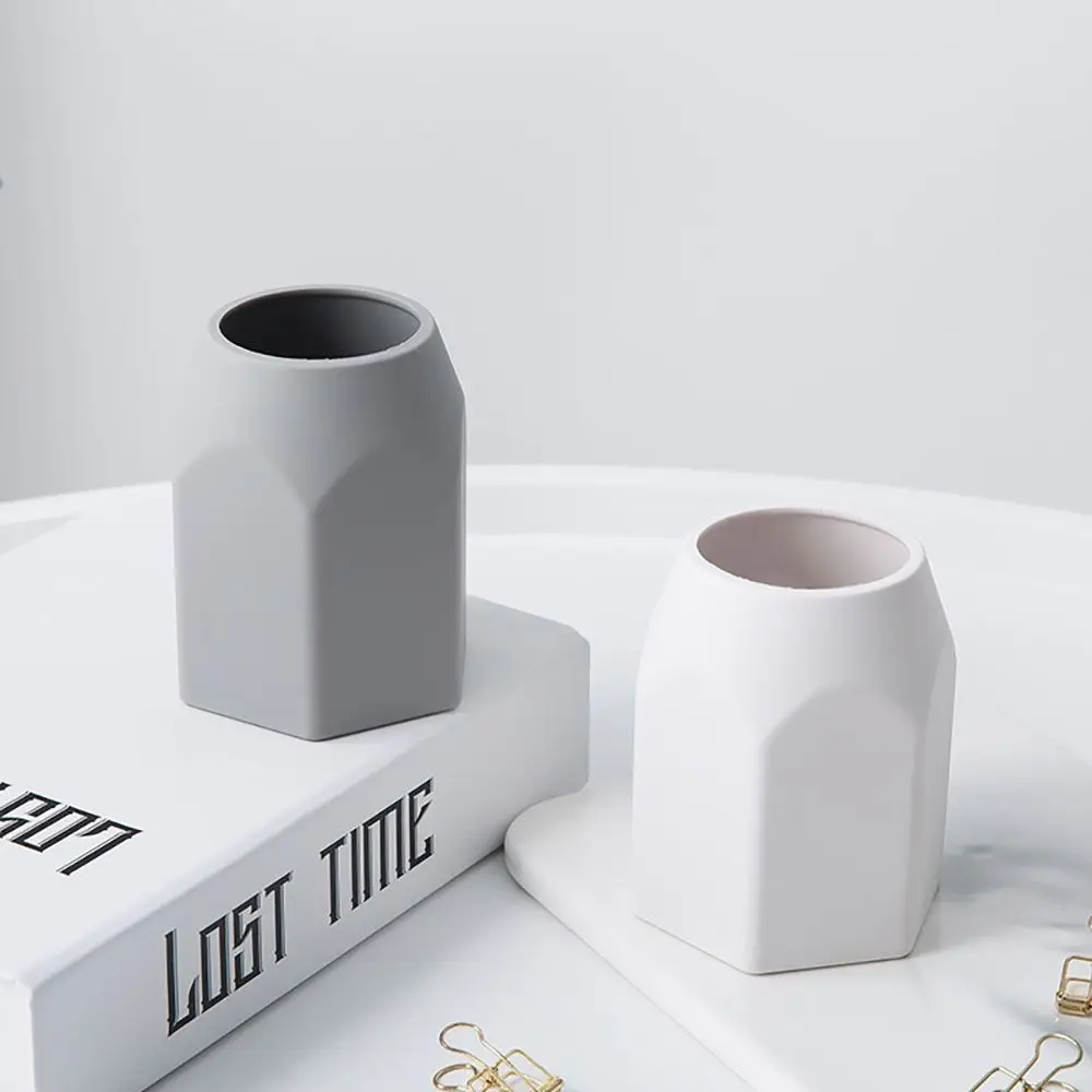 

Силиконовый держатель для карандашей с геометрическим рисунком, большой белый Настольный органайзер для хранения канцелярских принадлежностей, для спальни