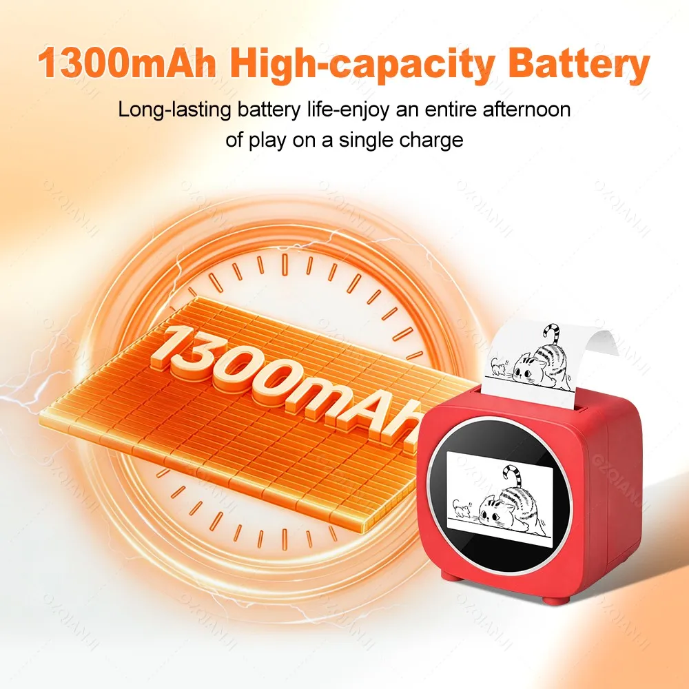 AI 음성 명령 열전사 프린터 잉크리스 프린팅 203DPI 1300mAh 창의적인 그림 출력용 어린이 사진 프린터