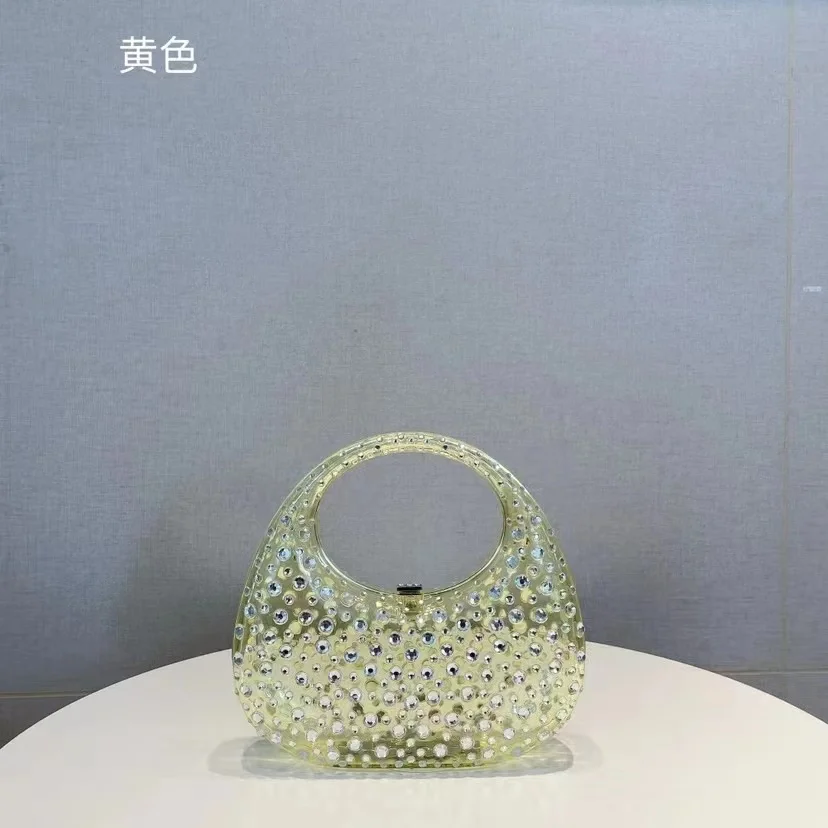 Luxury Designer Acrylic Handbag Crystal Shiny Rhinestones Diamond Evening Bag Wedding Party Clutch Purse Women Shoulder Bag