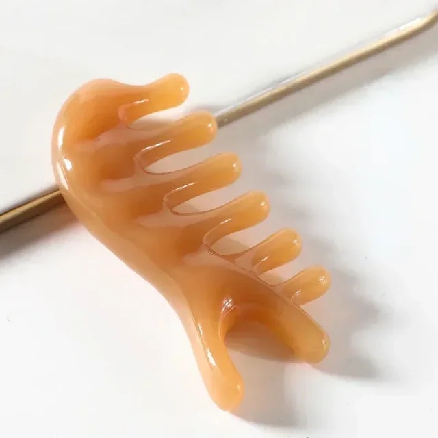 1Pcs Resin Meridian Massage Comb Head Face Neck Acupuncture Therapy Scalp Relaxation Massage Portable Wide-Tooth Massager